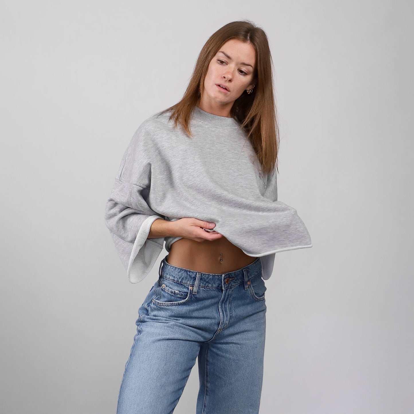 Short Sleeve Crewneck Sweatshirts (H-Grey)