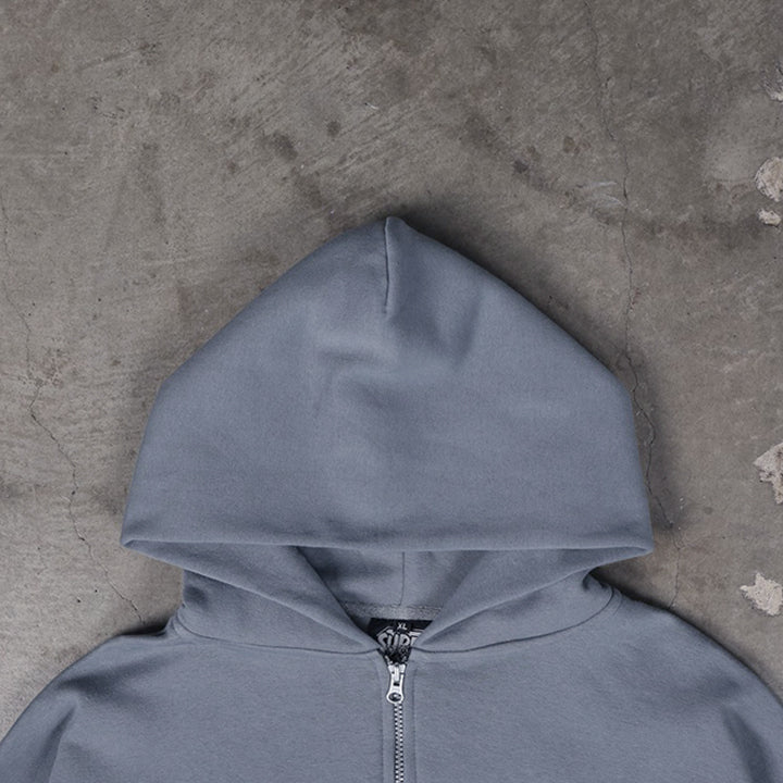 ⁠Drop Shoulder Zip Hoodie (Slate)