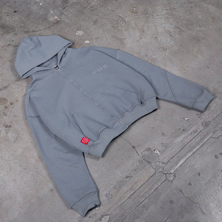 ⁠Drop Shoulder Zip Hoodie (Slate)