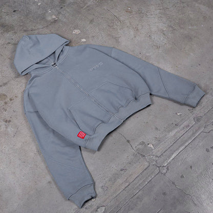 ⁠Drop Shoulder Zip Hoodie (Slate)