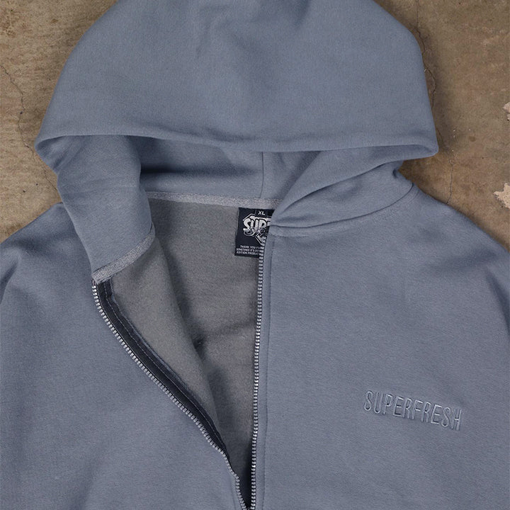 ⁠Drop Shoulder Zip Hoodie (Slate)