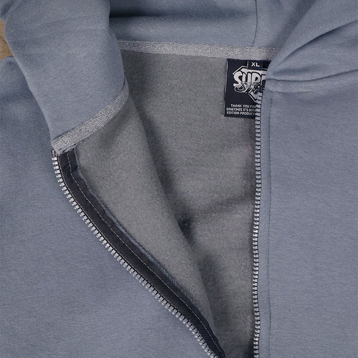 ⁠Drop Shoulder Zip Hoodie (Slate)