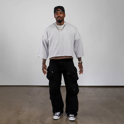 Short Sleeve Crewneck Sweatshirts (H-Grey)