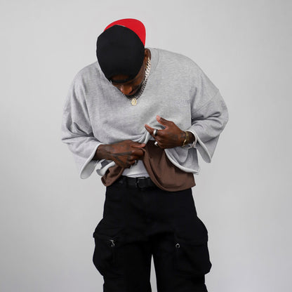 Short Sleeve Crewneck Sweatshirts (H-Grey)