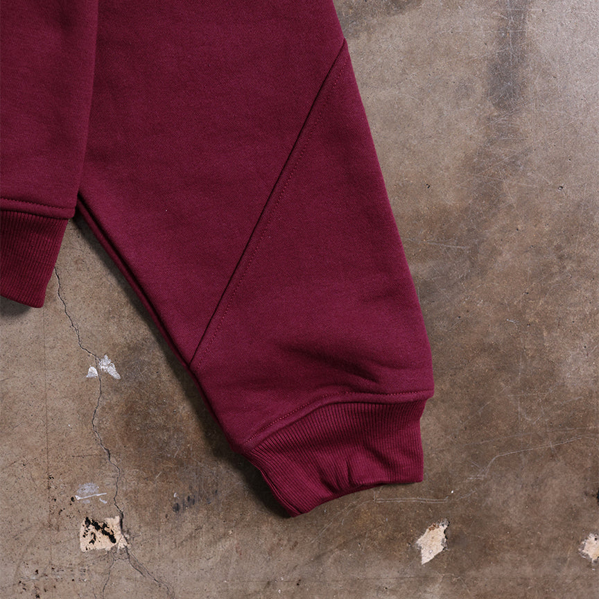Drop Shoulder Zip Hoodie (Maroon)