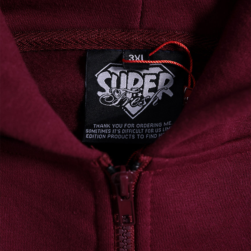Drop Shoulder Zip Hoodie (Maroon)