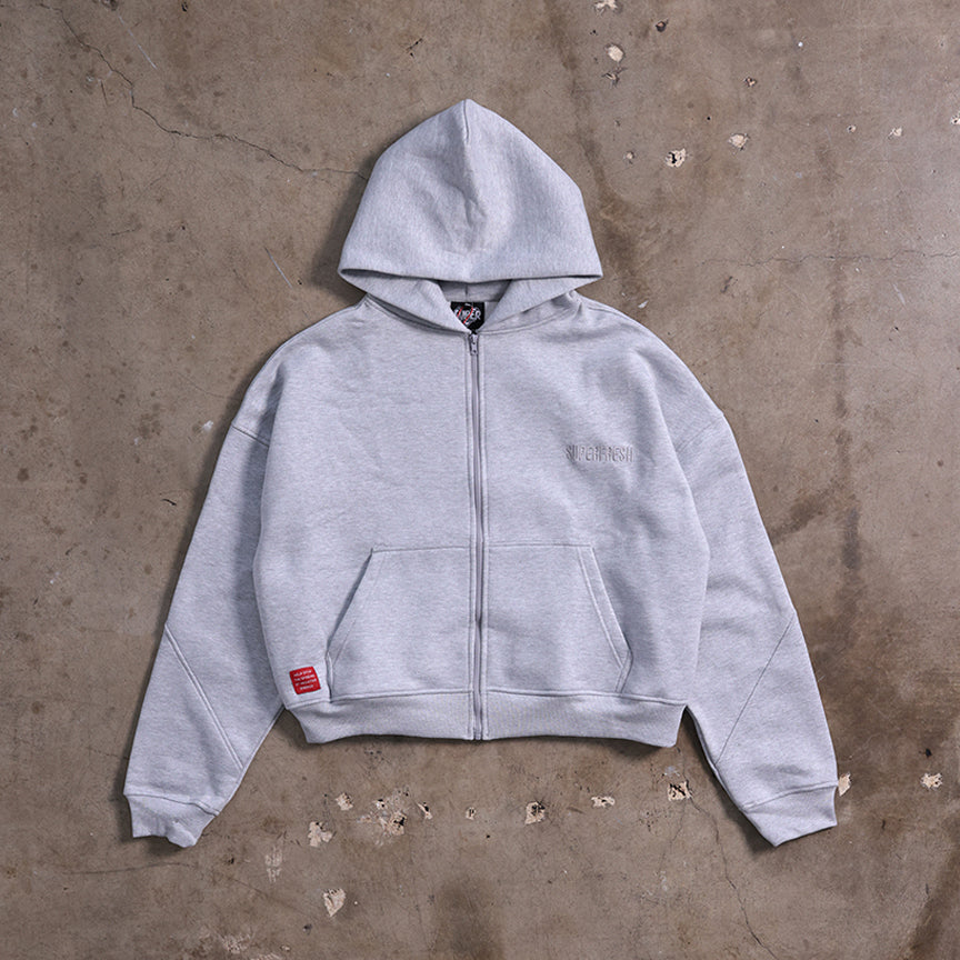 ⁠Drop Shoulder Zip Hoodie (Heather Gray)