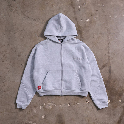 ⁠Drop Shoulder Zip Hoodie (Heather Gray)