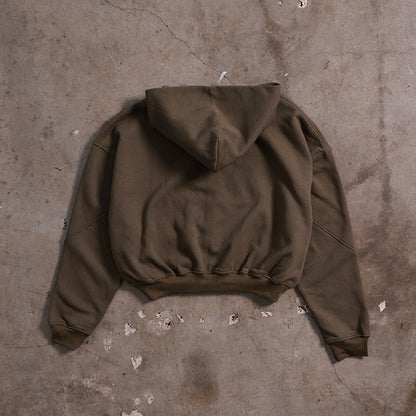 Drop Shoulder Zip Hoodie (Forest Green)