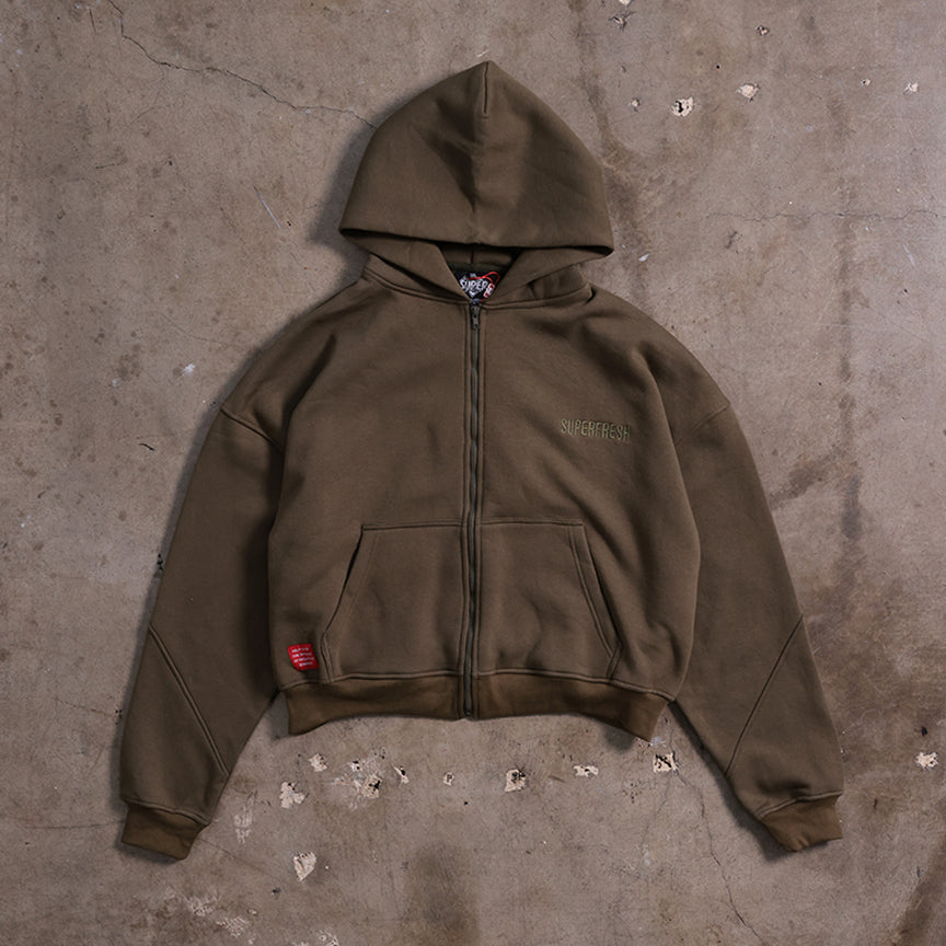 Drop Shoulder Zip Hoodie (Forest Green)